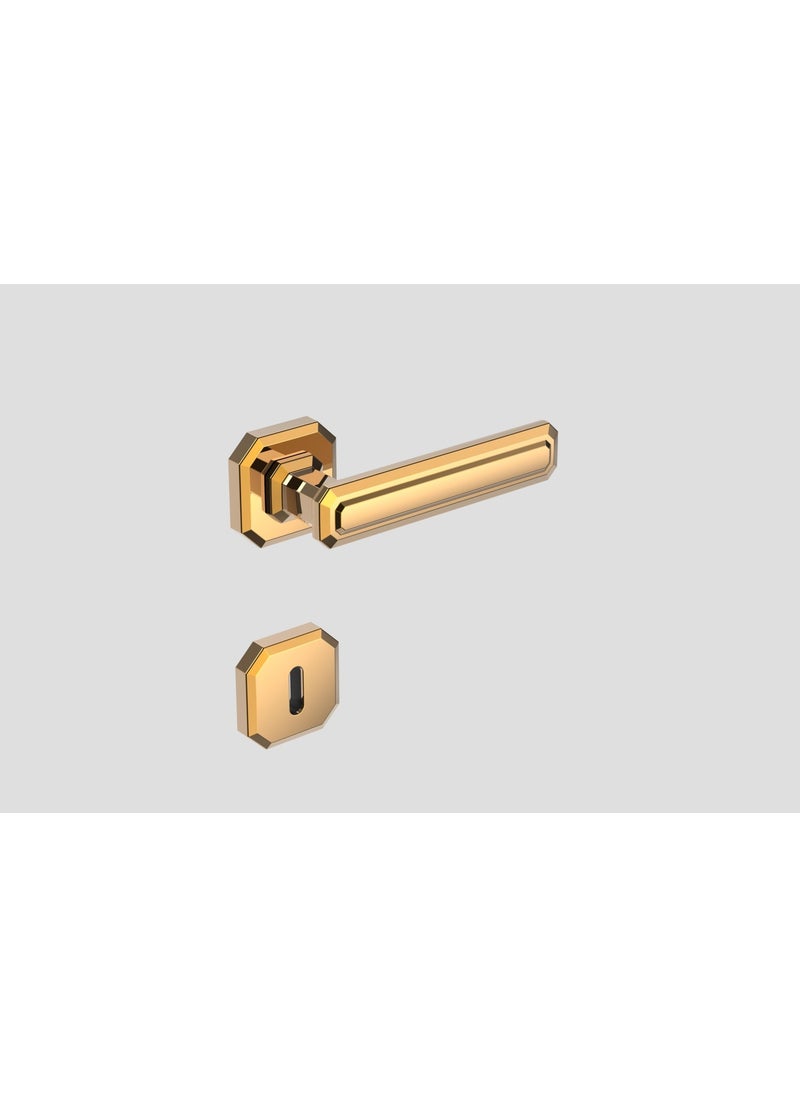 EBI - King Door Handle Brushed Yellow Square Badge Room - Image 1