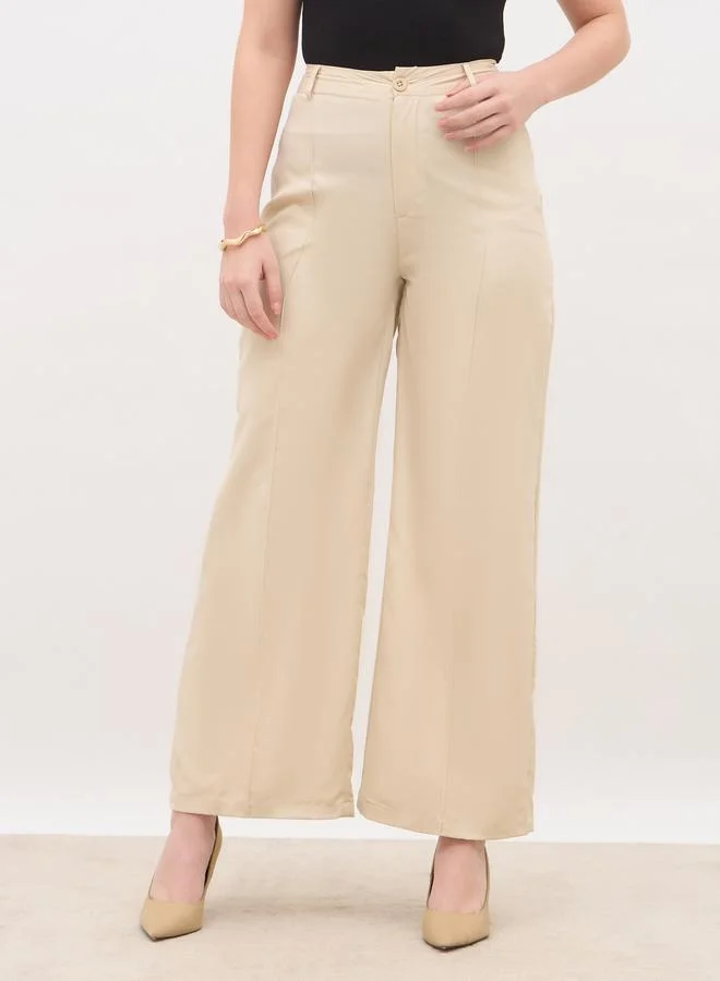 Styli Styli Solid Tailored Wide Leg Pants with Pintuck Detail