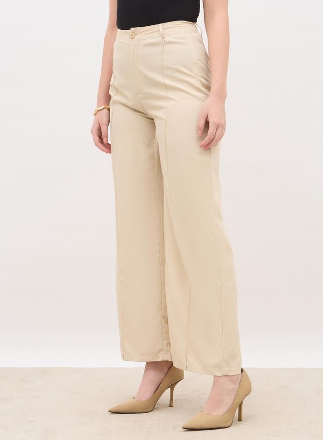 ستايلي بنطال واسع مفصل سادة بطيات أمامية - Image 3