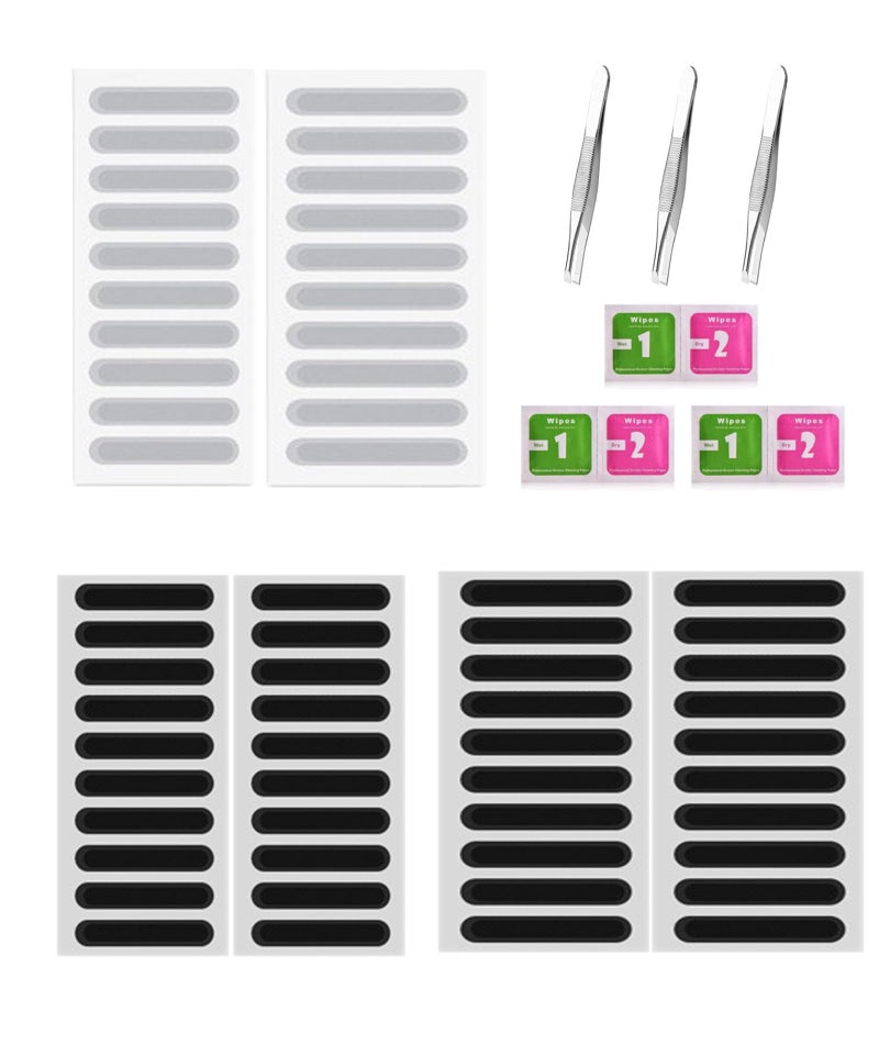 FFZDENA 60pcs Mobile Speaker Dust Protector, Speaker Dustproof Stickers Protector with 3 Sets of Tools, Mesh Speaker Anti Dust Adhesive Cover Applicable for iPhone 16 15 14 13 12 Pro, 2 Sizes, 2 Colors - Image 1