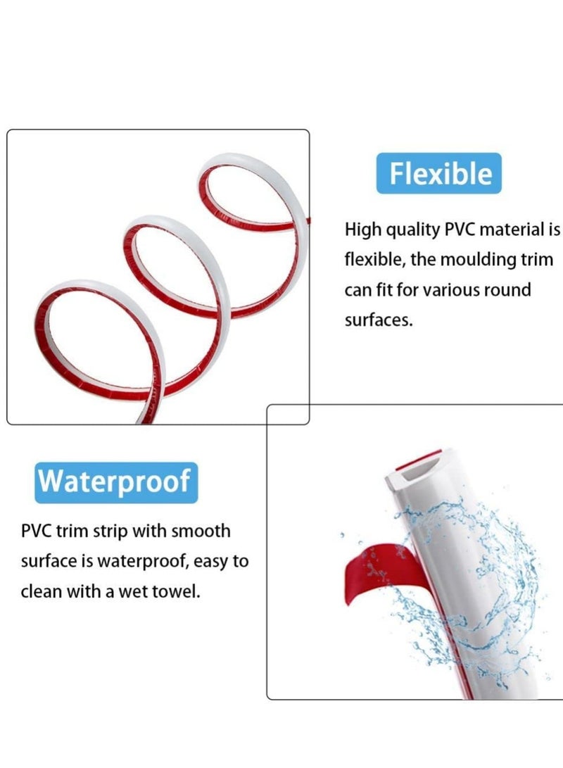 SYOSI 5M PVC Flexible Quadrant Round Molding Trim,Floor Tile Edging Trim self Adhesive,Laminate Floor Tile Beading,Gap Cover Filling Caulk Strip for Wall Cabinet Skirting Countertops Window Door Edge,White  - Image 5
