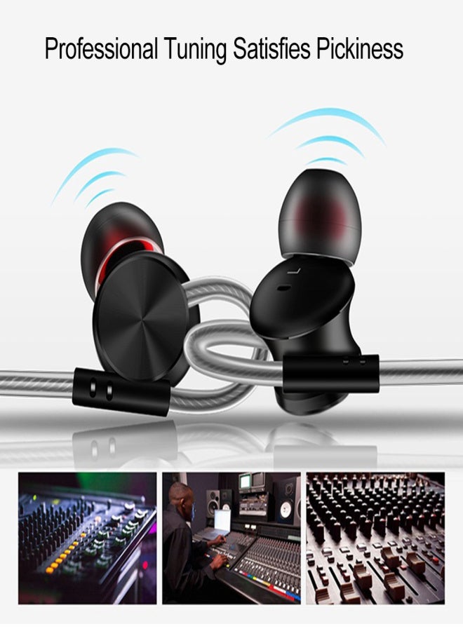 FONGE W3 3.5mm Wired In-ear Earphones Metal Magnetic Earbuds Headphones Sports Headset with In-line Remote Control Microphone Black - Image 2