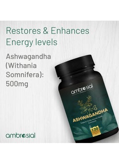 ambrosial High Strength Ashwagandha Root Powder Herbal Supplement With Immunity Support Non-Gmo And Gluten Free, 500 Mg- 120 Capsules  - Image 3