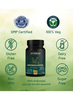ambrosial High Strength Ashwagandha Root Powder Herbal Supplement With Immunity Support Non-Gmo And Gluten Free, 500 Mg- 120 Capsules  - Image 5
