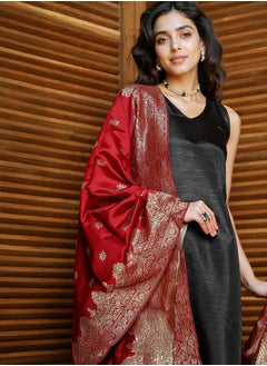  قصة Women's Onyx Black Contrast Lustre Kurta Set  - Image 2