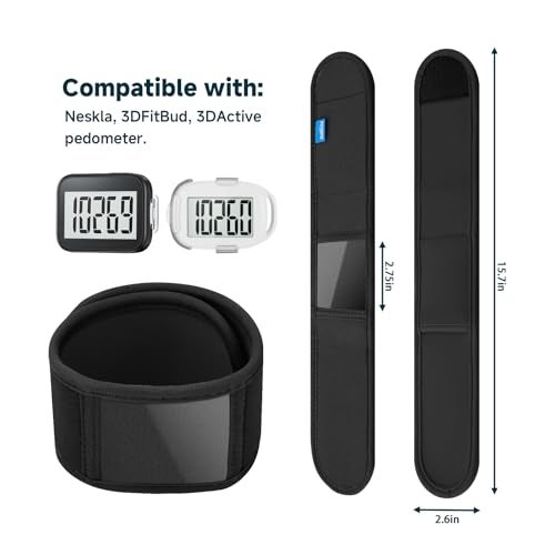 Xxerciz Ankle Band Compatible with Large Fitness Pedometer, Breathable Sport Ankle Band with Transparent Pouch for Step Counter Accessory (Black) - Image 2