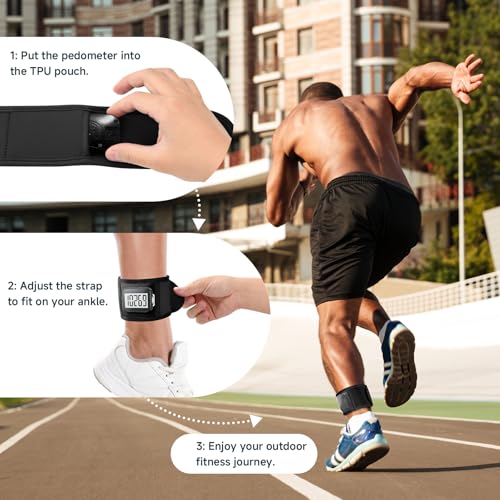 Xxerciz Ankle Band Compatible with Large Fitness Pedometer, Breathable Sport Ankle Band with Transparent Pouch for Step Counter Accessory (Black) - Image 4
