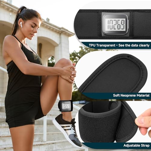 Xxerciz Ankle Band Compatible with Large Fitness Pedometer, Breathable Sport Ankle Band with Transparent Pouch for Step Counter Accessory (Black) - Image 3