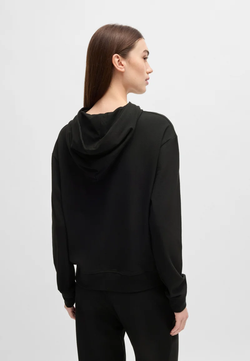 HUGO Relaxed-fit hoodie in stretch jersey with logo print