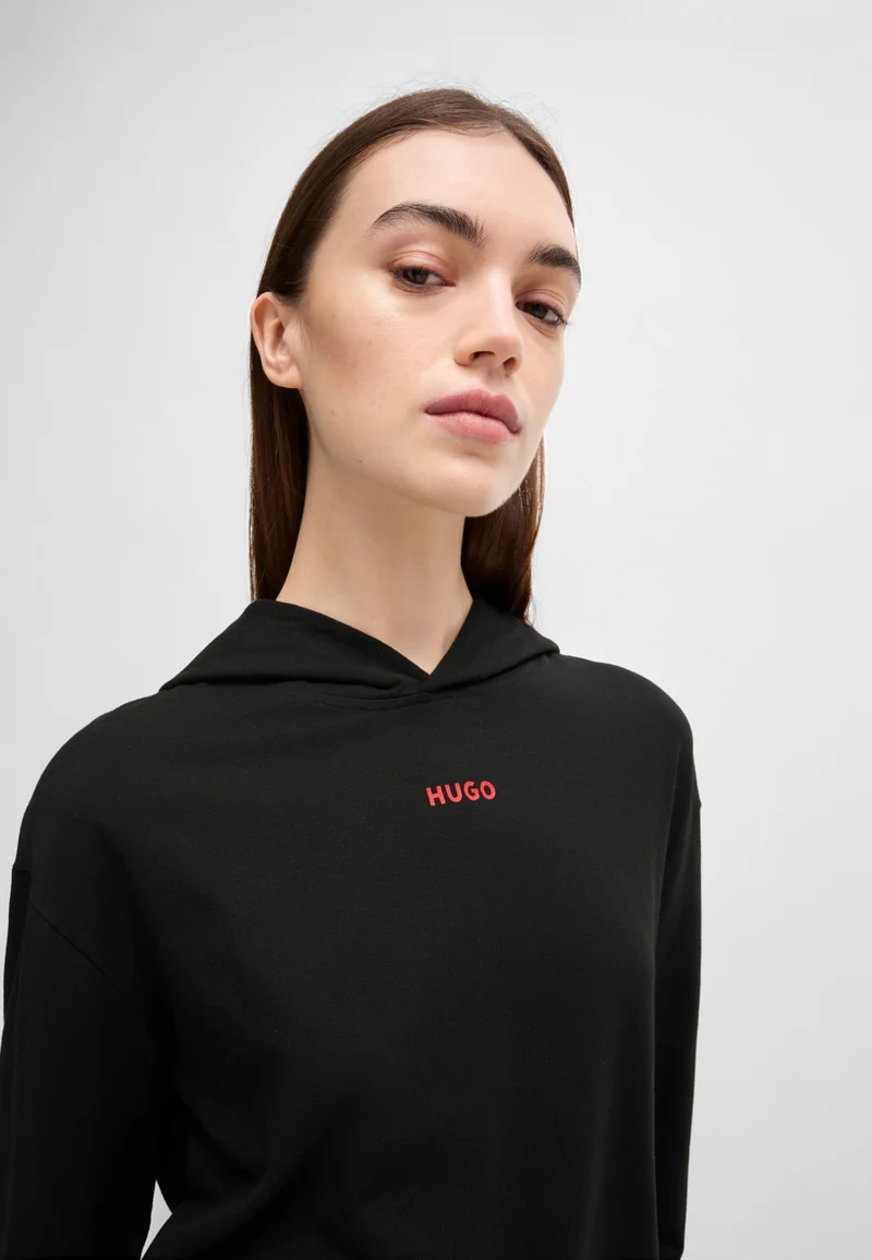HUGO  Relaxed-fit hoodie in stretch jersey with logo print for Women | Best Price UAE