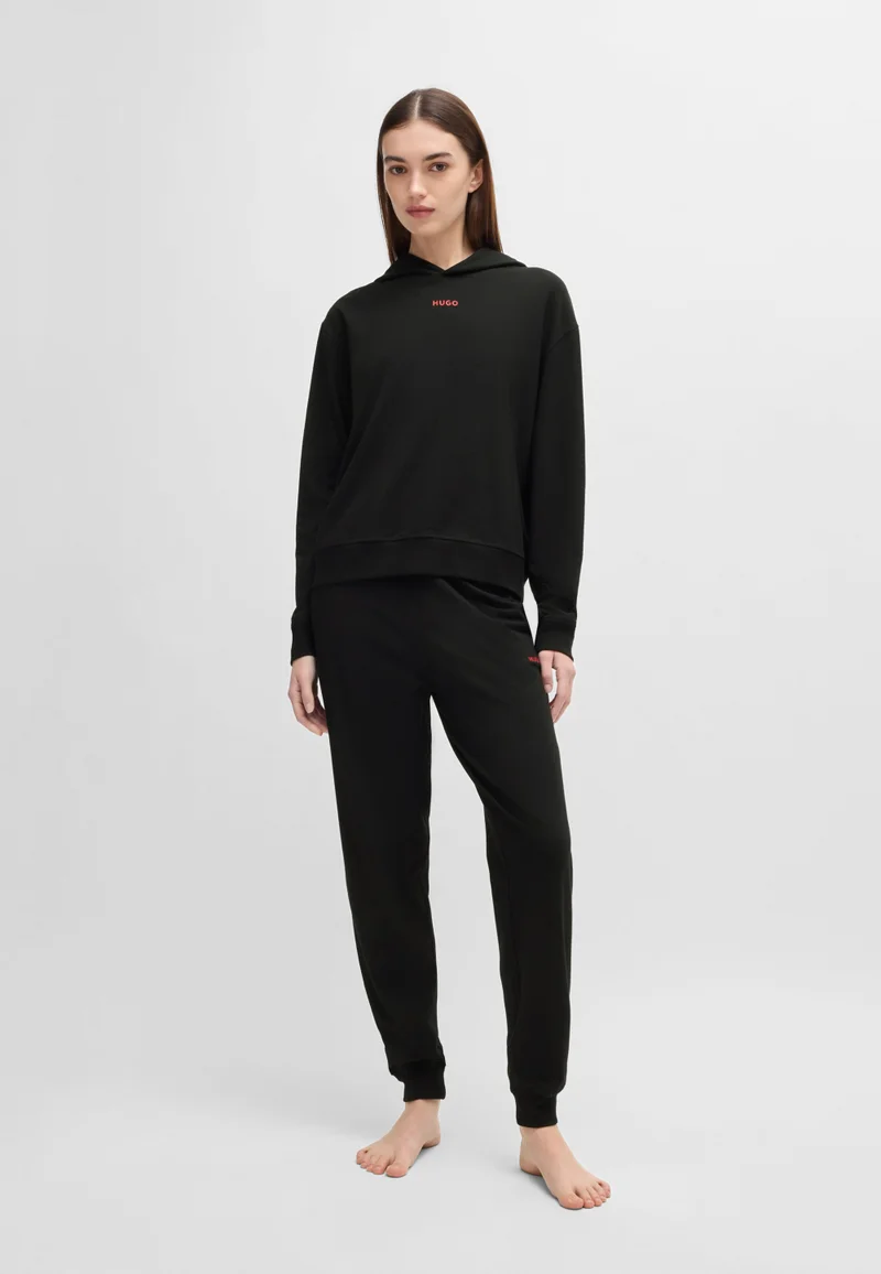 HUGO  Relaxed-fit hoodie in stretch jersey with logo print for Women | Best Price UAE