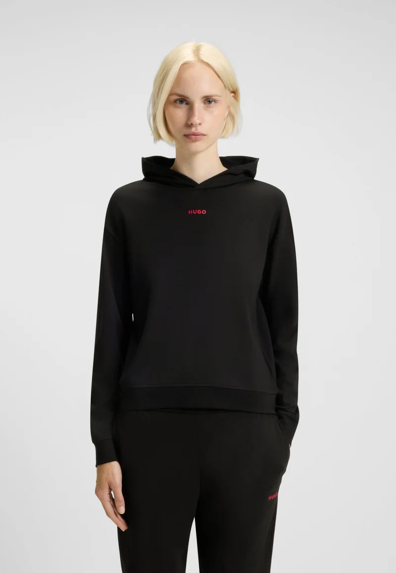 HUGO Relaxed-fit hoodie in stretch jersey with logo print