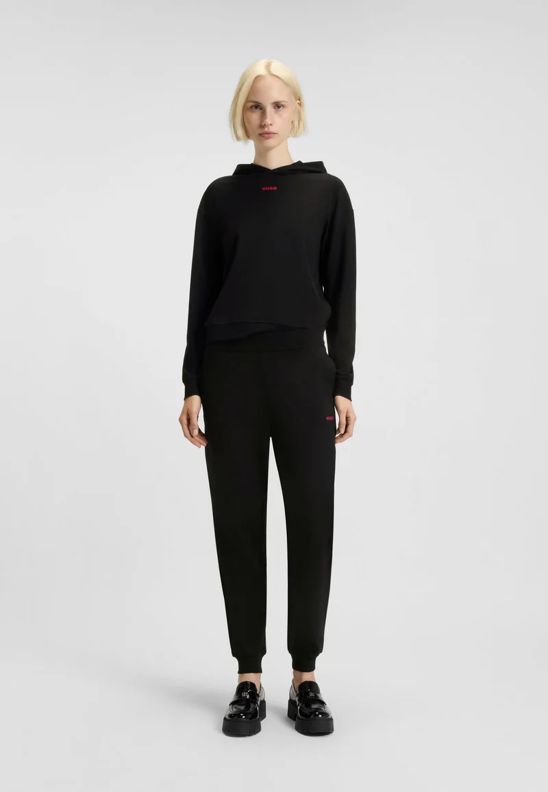 HUGO Relaxed-fit hoodie in stretch jersey with logo print