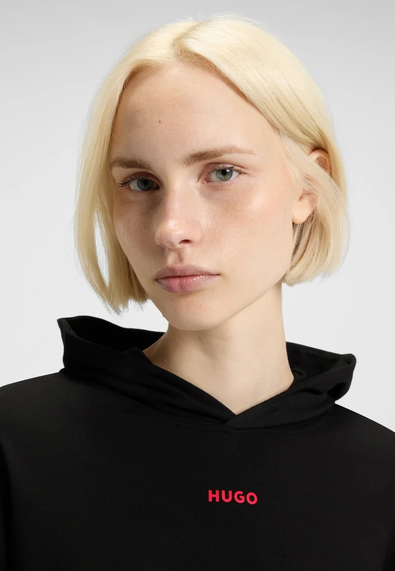 HUGO Relaxed-fit hoodie in stretch jersey with logo print
