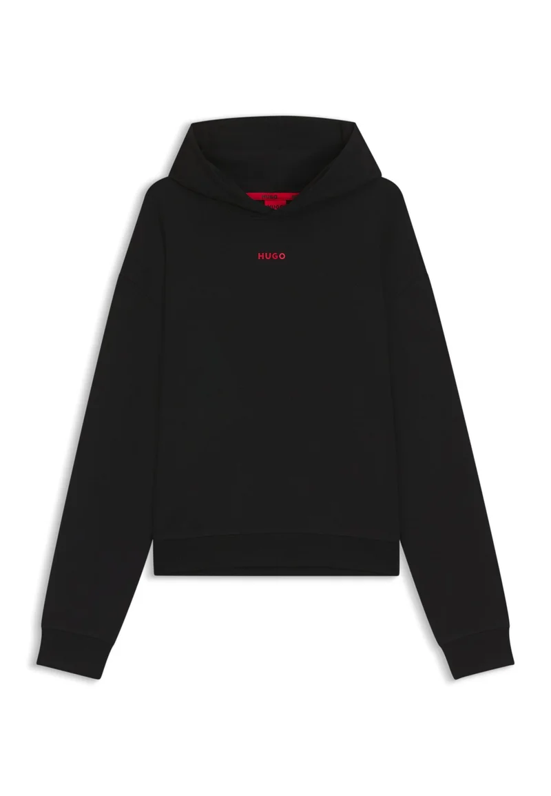 HUGO Relaxed-fit hoodie in stretch jersey with logo print