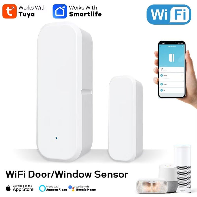 Nan Smart WiFi Door Sensor - 2.4GHz Wireless Magnetic Window and Door Alarm, White - Image 2