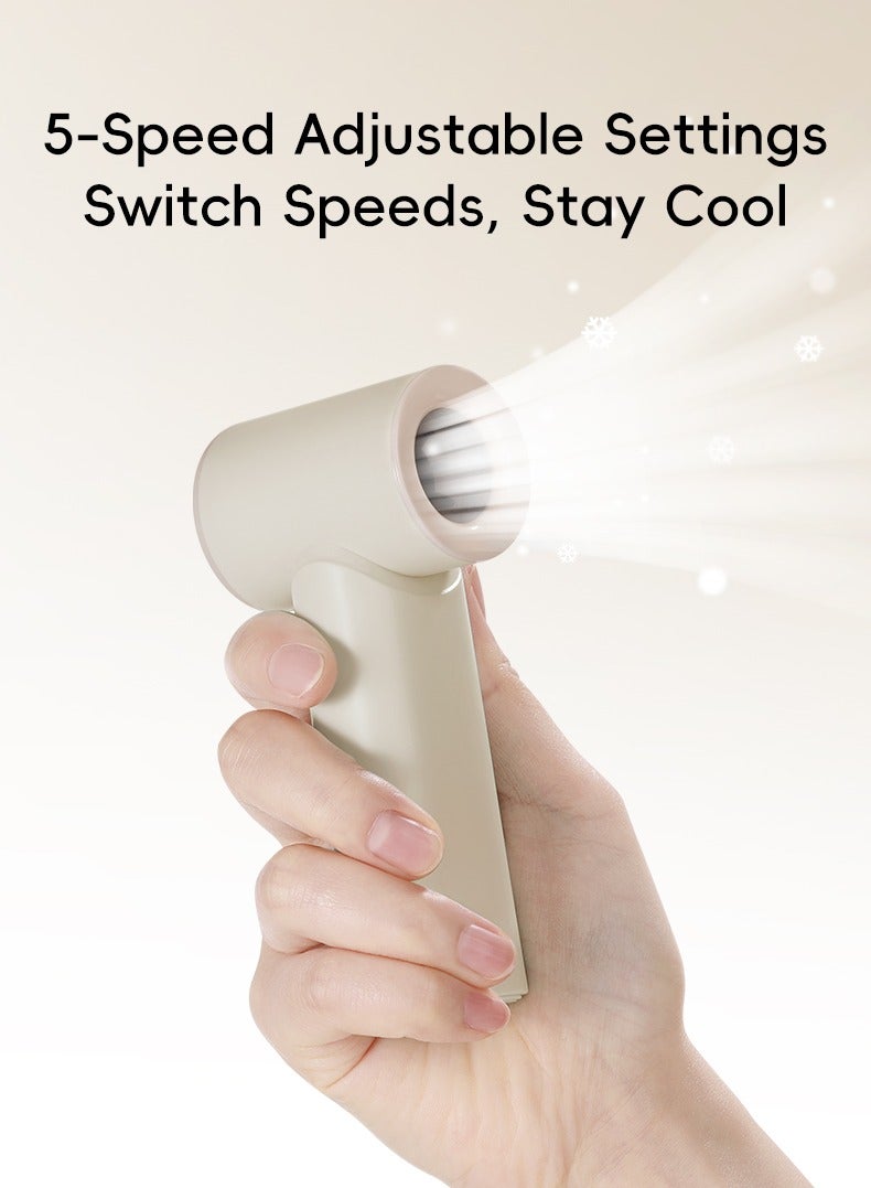 روك مروحة صغيرة محمولة باليد عالية السرعة 5 تروس قابلة للتعديل، مروحة صغيرة توربو طويلة العمر 3000 مللي أمبير، لاسلكية، شاشة رقمية، قابلة لإعادة الشحن - Image 4