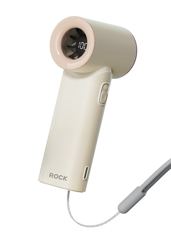روك مروحة صغيرة محمولة باليد عالية السرعة 5 تروس قابلة للتعديل، مروحة صغيرة توربو طويلة العمر 3000 مللي أمبير، لاسلكية، شاشة رقمية، قابلة لإعادة الشحن - Image 1