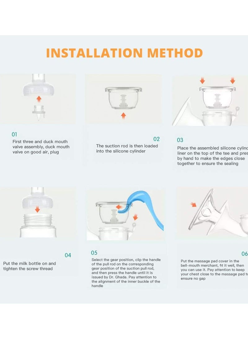 أوريتي مضخة ثدي يدوية، مضخة يدوية سيليكون شفط قابلة للتعديل للرضاعة الطبيعية، صغيرة محمولة يدوي حليب الثدي الماسك رضاعة الأطفال مضخات وملحقات، - Image 4