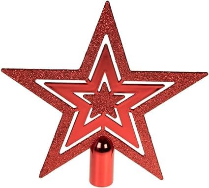 PartyToko 1 pcs 3D Glitter Star Christmas Tree Topper Decoration Hanging Christmas Treetop Star Ornament for Christmas Celebration8inch Colorred - Image 5