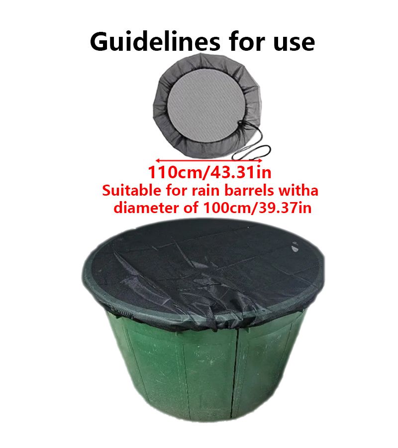 110 Gallon Mesh Rain Barrel Cover With Drawstring For Outdoor Trash Can Leaf Debris Protection - Image 3