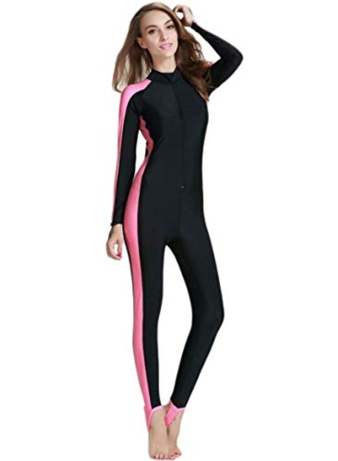 NIBEMINENT Women One-Piece Long Sleeve Pattern Wetsuit Zipper Hoodied Diving Suit Full Body Surfsuit for Water Sport  - Image 1