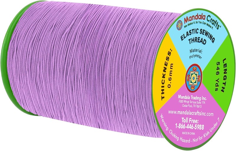 Mandala Crafts Lilac Shirring Elastic Thread for Sewing, Knitting, Smocking, and DIY Crafts - 546 Yards 0.6mm Fine Thin Stretch Thread for Sewing Machines - Image 2