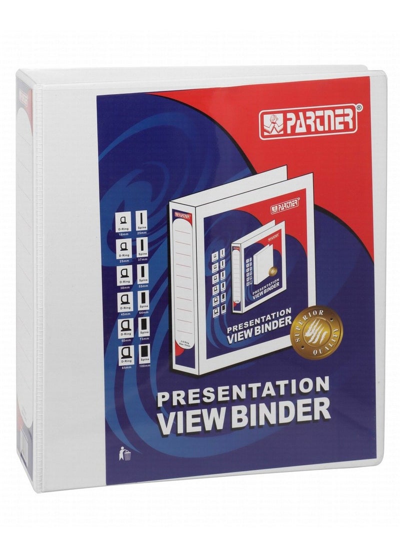 PARTNER 12-Piece Two Ring Presentation Ring Binder White 75mm Spine  - Image 2