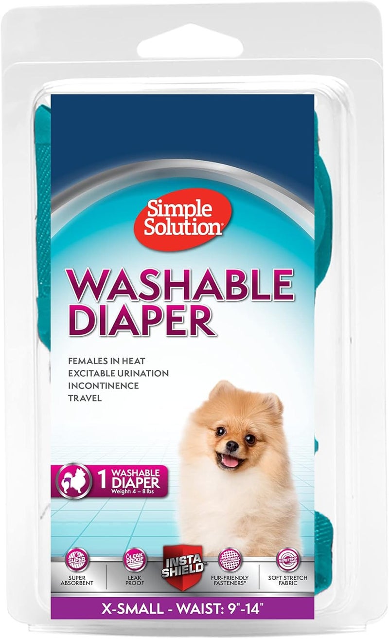 Simple Solution Washable Female Dog Diaper, Blue Green, X-Small - Image 1