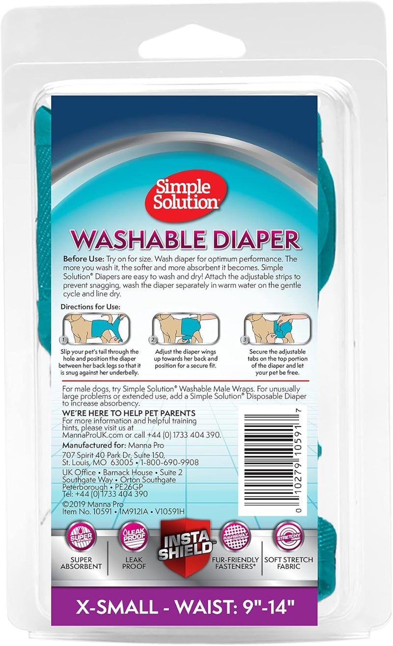 Simple Solution Washable Female Dog Diaper, Blue Green, X-Small - Image 2