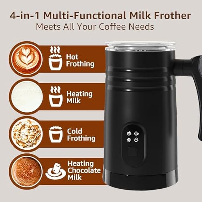 AMINAC Milk Frother Electric 4 In 1 Milk Steamer118Oz350Ml Automatic Warm And Cold Frother For Coffee Latte Cappuccino Macchiato Hot Chocolate - Image 4