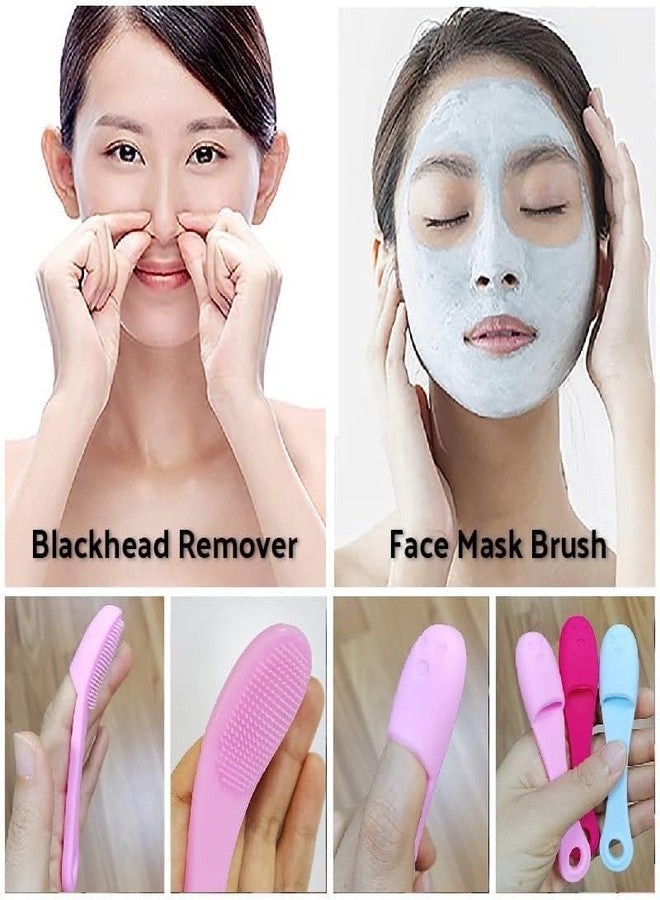 REXOTEX 2 Pcs Silicone Face Scrubber Facial Cleansing Brushes | Blackhead Remover Brush Cleanser Nose Pore Brush Finger Scruber Tool Facial Skin Cleaner Massage Brush - Image 3