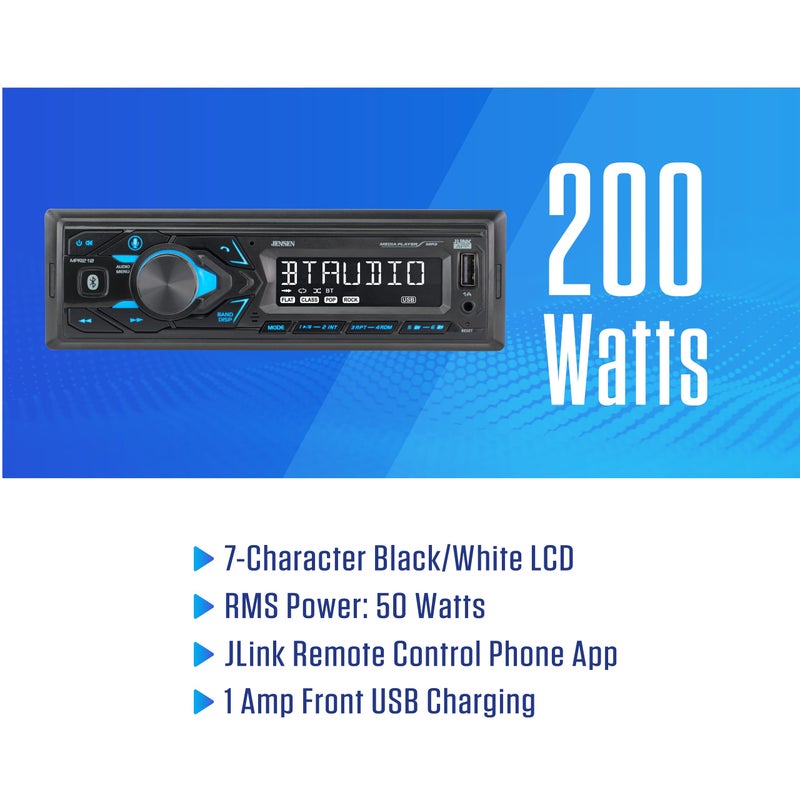 JENSEN MPR210 7 Character LCD Single DIN Car Stereo Radio | Push to Talk Assistant | Bluetooth Hands Free Calling & Music Streaming | AM/FM Radio | USB Playback & Charging | Not a CD - Image 2