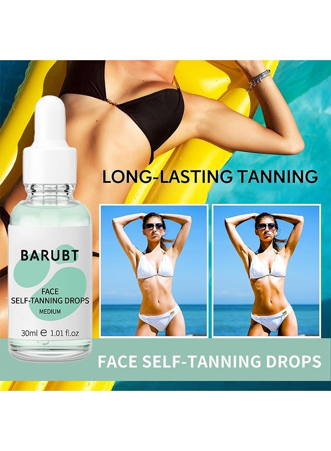 BARUBT Face Self-Tanning Drops，- Sunless Tan for a Sun-Kissed Bronze，Natural Sunless Tanning Drops with Enhancing Your Natural Skin Tone, for All Skin Types, for All Skin Types， Medium Full Size 30ml - Image 4
