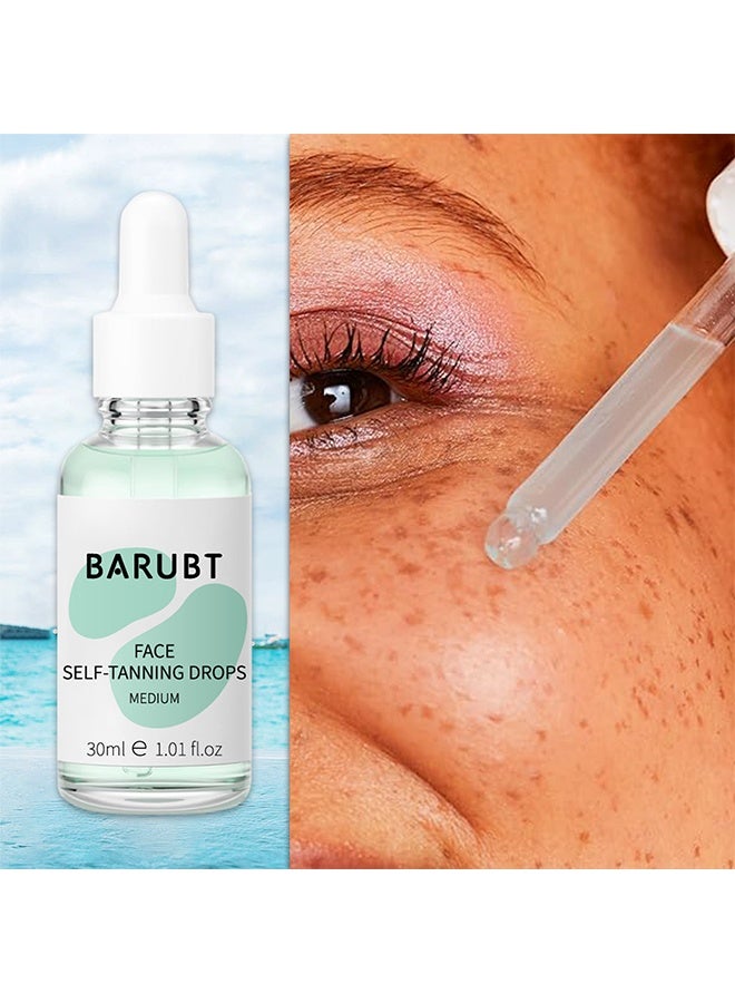 BARUBT Face Self-Tanning Drops，- Sunless Tan for a Sun-Kissed Bronze，Natural Sunless Tanning Drops with Enhancing Your Natural Skin Tone, for All Skin Types, for All Skin Types， Medium Full Size 30ml - Image 2