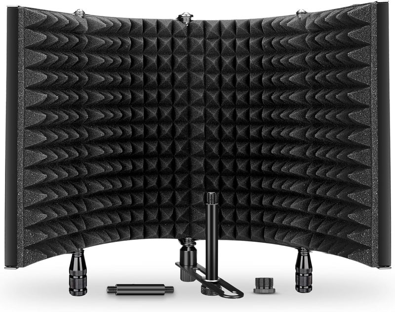Aokeo Studio Recording Microphone Isolation Shield, Pop Filter.High density absorbent foam is used to filter vocal. Suitable for blue yeti and any condenser microphone recording equipment - Image 1