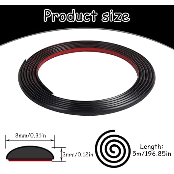 8M BLACK WALL EDGING STRIP, SELF ADHESIVE 3D WALL EDGING STRIP PEEL AND STICK MOLDING WALL TRIM FOR WALL, CEILING, MIRROR, TILE EDGE, FURNITURE AND HOME DECORATION - Image 3