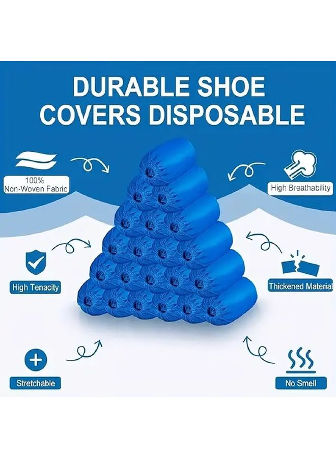 Blue Disposable Shoe Covers 100 Pcs Ideal For Cleaning Hygiene Travel Hotel Use - Image 1