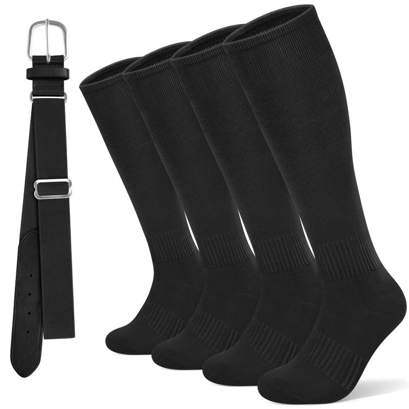 YSense Knee High Baseball Socks for Boys Girls Women Men, Softball Football Soccer Calf Tube Socks & Adjustable Belt Combo Set for Kids Youth School Sports - Image 1