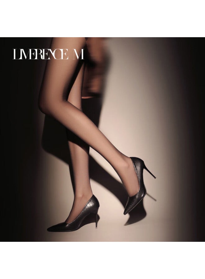 Limerence M Laimi Runsi High Waist Deep Crotch Seamless Ultra-thin Silky Pantyhose Light Black XL - Image 5