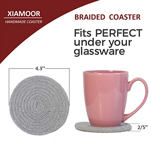 XIAMOOR Absorbent Drink Coasters Handmade Braided Drink Coasters 6 Pack (4.3 Inch, Round, 8mm Thick) Super Absorbent Heat-Resistant Coasters for Drinks Great Housewarming Gift - Image 4