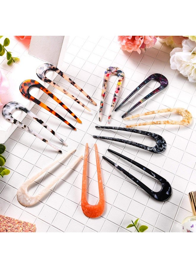 10 Pieces U Shaped Hairpin French Hair Pin Chignon Pin Hair Fork Sticks Celluloid Acetate Tortoise Shell Hair Pin Updo For Women