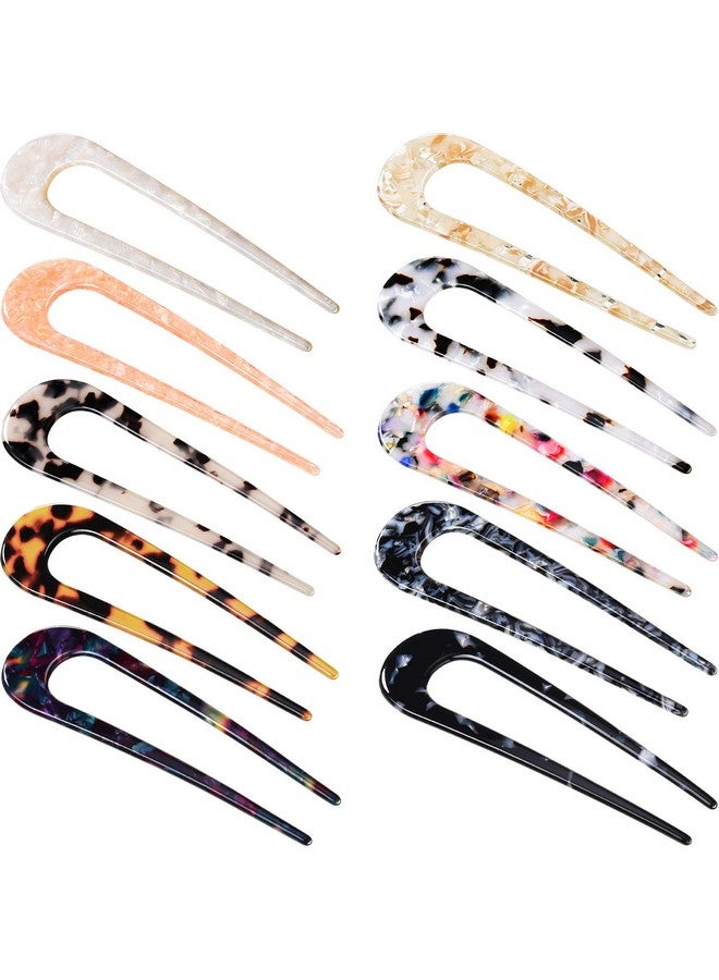 10 Pieces U Shaped Hairpin French Hair Pin Chignon Pin Hair Fork Sticks Celluloid Acetate Tortoise Shell Hair Pin Updo For Women