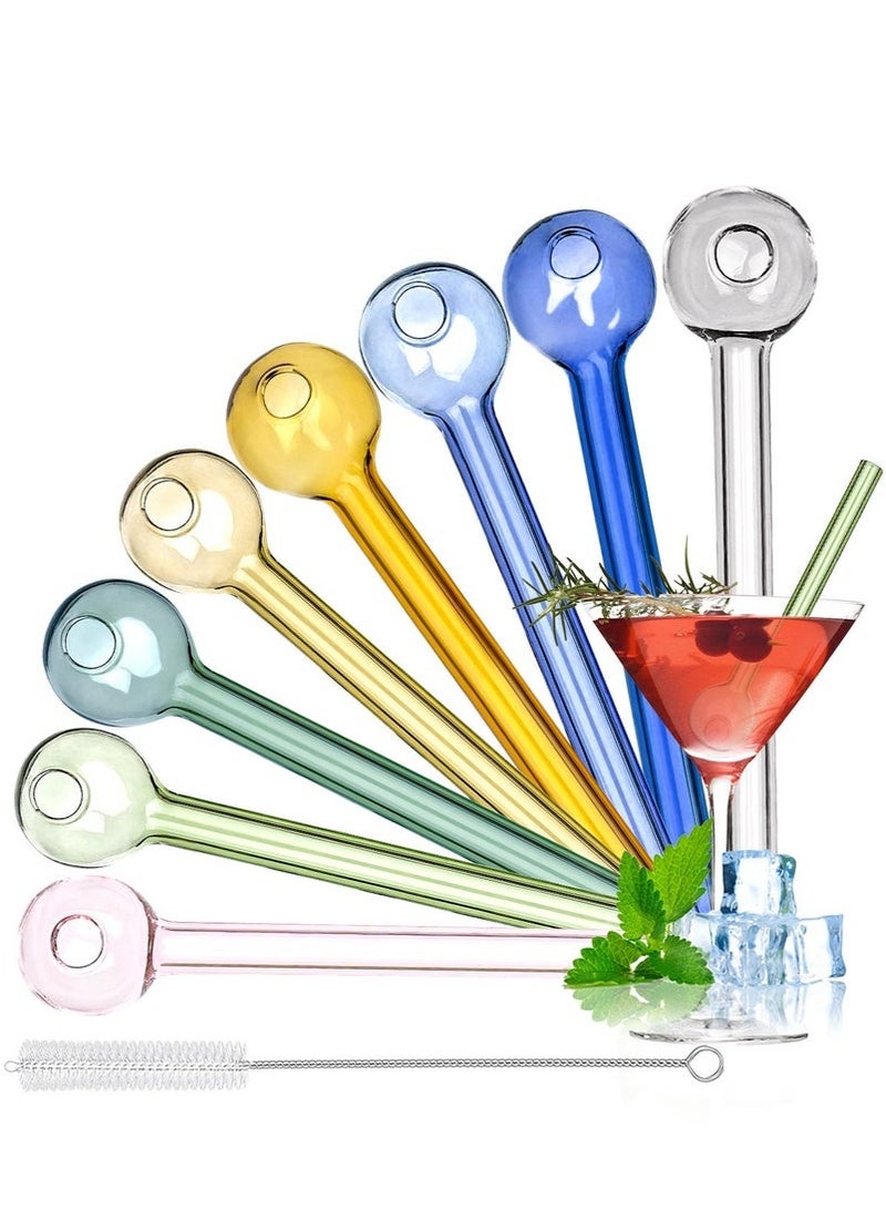 SHAOZHEN Breakproof Glass Straws - Durable Reusable Glass Straws 8 Pack with 1 Cleaning Brush for Drinks, Herbs, Smoothies, Aromatherapy（Multi-Color） - Image 1