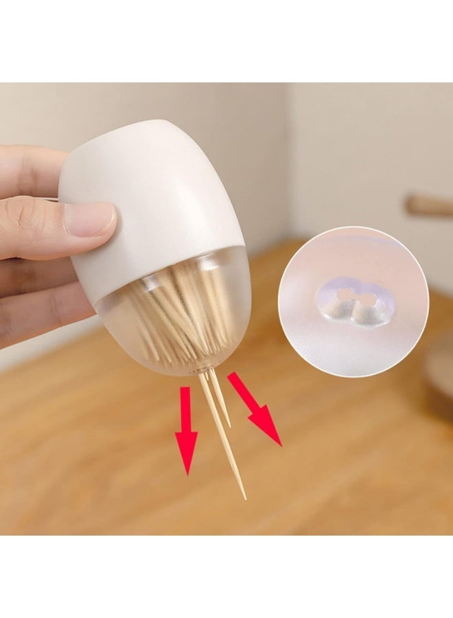 YelaJoy 2 PCS Magnetic Toothpick Holder, Large Capacity Transparent Visible PP Toothpick Storage Container, Dispenser for Fruit Olive Barbecue Appetizer and Dental Toothpicks, White - Image 3