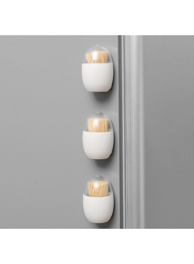 YelaJoy 2 PCS Magnetic Toothpick Holder, Large Capacity Transparent Visible PP Toothpick Storage Container, Dispenser for Fruit Olive Barbecue Appetizer and Dental Toothpicks, White - Image 5