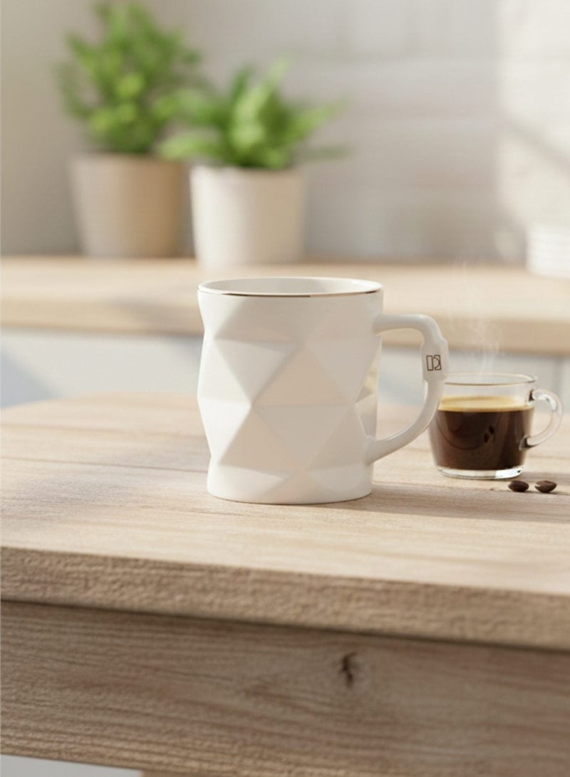 TechDot Coffee Mug, Ceramic Geometric Coffee Mug, Modern Minimalist Design, Luxury Gold Rim Accent, Unique Diamond Texture, Premium Stoneware Cup, Versatile Tea,Coffee and Espresso Cup, Hot or Cold Beverages, Perfect for Home, Office, or Gifting (12oz) - Image 2