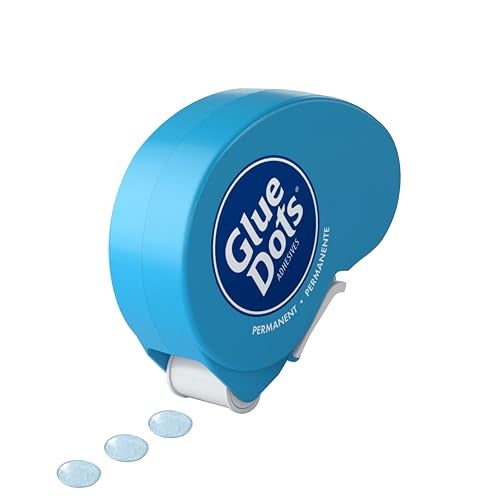 Glue Dots, Permanent Dots Dot N' Go Dispenser, Double-Sided, 3/8", .38 Inch, 200 Dots, DIY Craft Glue Tape, Sticky Adhesive Glue Points, Liquid Hot Glue Alternative, Blue-Tinted - Image 1