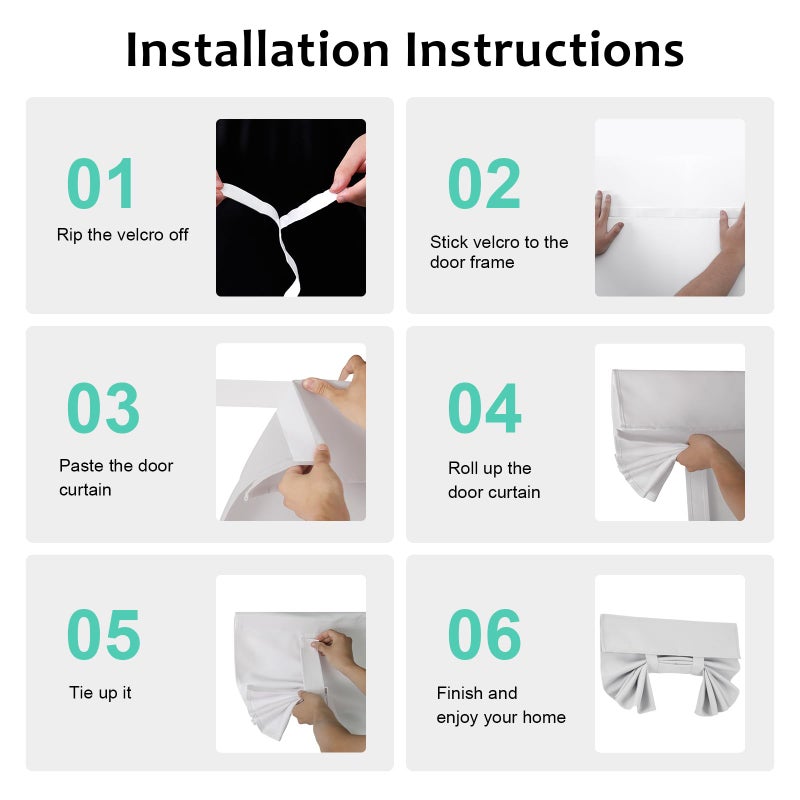 WdFour Small French Door Curtains for Door Window  Room Darkening Solid Color Door Window Covering for Glass Door  Front Door Sidelight Curtain Tie up Shade 30W x 40L Inch Greyish White White 1 Panel - Image 2