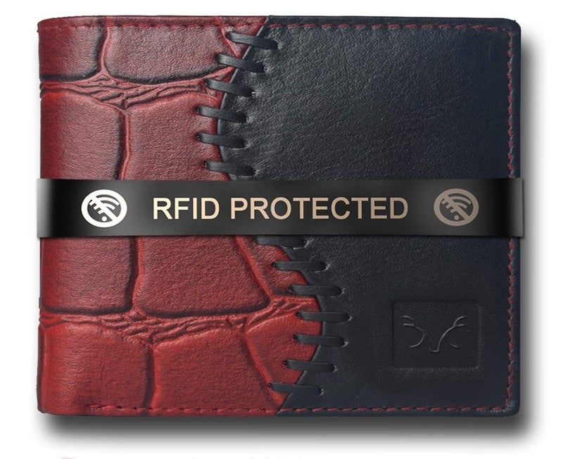 AL FASCINO wallets for men leather original leather wallets for men maroon men's wallet mens wallet Purse for men wallet rfid wallet for men Genuine leather wallet for men mens wallets bifold leather card holder for men money purse for men - Image 1